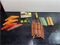 Lot of log cabin wooden toys & train toys