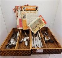 Vintage Flatware Trays & Kitchen Cookbook