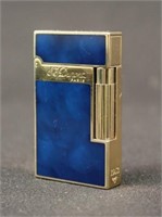 S.T. Dupont Lighter Blue Lacquer and Gold Trim