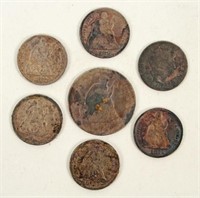 Six 19th Century Dimes and Seated Liberty Quarter