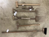 Two Sledge Hammers and Two Hay Forks