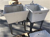 2 sinks on stands
