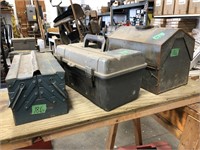 2 metal & 1 plastic toolboxes
