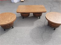 VINTAGE WHISKEY BARREL COFFEE& END TABLES