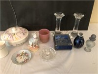 Glass Perfumes/ Candle Sticks, Ring Holder & More