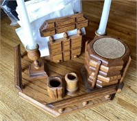 Wooden Lazy Susan w/ Table Utensils