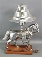 Cast Chrome Horse Lamp