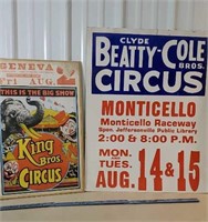 2 circus posters - Clyde Beatty Cole Monticello,