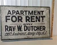 Early tin 2 sided sign - Ray 
Dutcher, Jersey