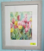 FLORAL WATER COLOR SIGNED AND DATES
