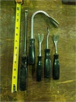 Snap-on awl pick and hand pry tools
