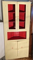 Cream & Red Painted Corner Cabinet