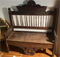 Antique Mahogany Wood Bed Bench