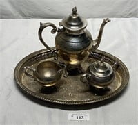 Vintage 4 pc. Wm Rogers Silverplate Tea Set