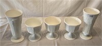 5 pcs. Vintage Milk Glass Goblets & Vases