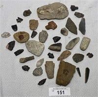 38 pcs. Native American Arrowhead & Stone Tools