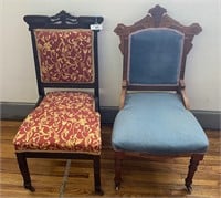 2 pcs. Antique Carved Wood Parlor Chairs