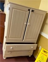 Cream Colored 2 drawer, 2 door Armoire cabinet