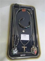 3 Necklaces - Some Hematite / 1 Bracelet - Tray