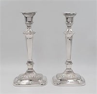 FINE PAIR OF SILVERPLATED CANDLESTICKS