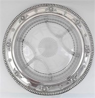 IMPRESSIVE CRYSTAL AND STERLING TRAY