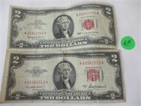 (2) Red seal $2 bills