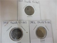 (3) Shield nickels