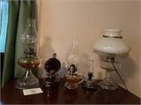 Hurricane Lamps, one electric