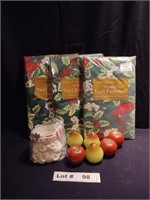 SEASONAL - TABLE CLOTHS, CANDLE HOLDER, FAUX FRUIT