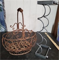 Metal Wine Rack and Basket
