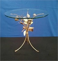 Gold Metal Side Table with Glass Top