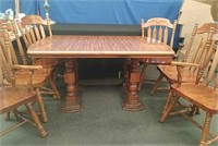 Dining Table w/ 2 Leaves & 2 Captains & 4 Chairs
