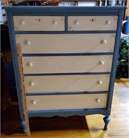 Blue and White Wooden Dresser