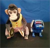 Box Vintage Monkey Toy, Robot Dog