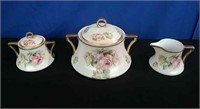 Box Hand Painted Porcelain Tea Pot, Creamer/sugar