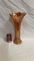 Towering carnival glass vase