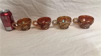 4 carnival glass cups