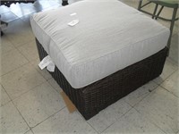 UPHOLSTERED WICKER OTTOMAN