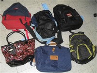 GROUP OF BACKPACKS AND PURSES