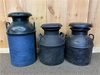 Lot of 3 Old Dairy Cans