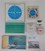 9pc Vintage Airline Travel Memorabilia Lot