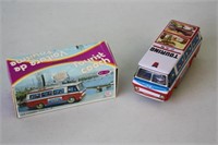 Vintage Tin Litho Tourist Bus with Box