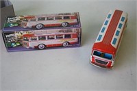 Vintage Tin Litho Tourist Coach Bus with Box