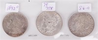 Coin 3 Assorted Morgan Silver Dollars