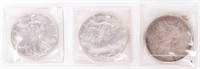Coin 3 American Silver Eagles 1987 & 2 - 1989