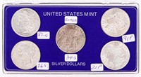 Coin 5 U.S. Silver Dollars - 2 Peace & 3 Morgan's