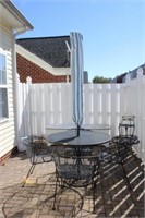 6pc Vintage Patio Set w/ umbrella/stand