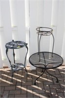3pc outdoor table & plant stands