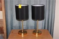 Pair Brass Base Lamps w/ usb