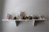 Shelf Lot Including 11 Figurines & Shelf. Willow t